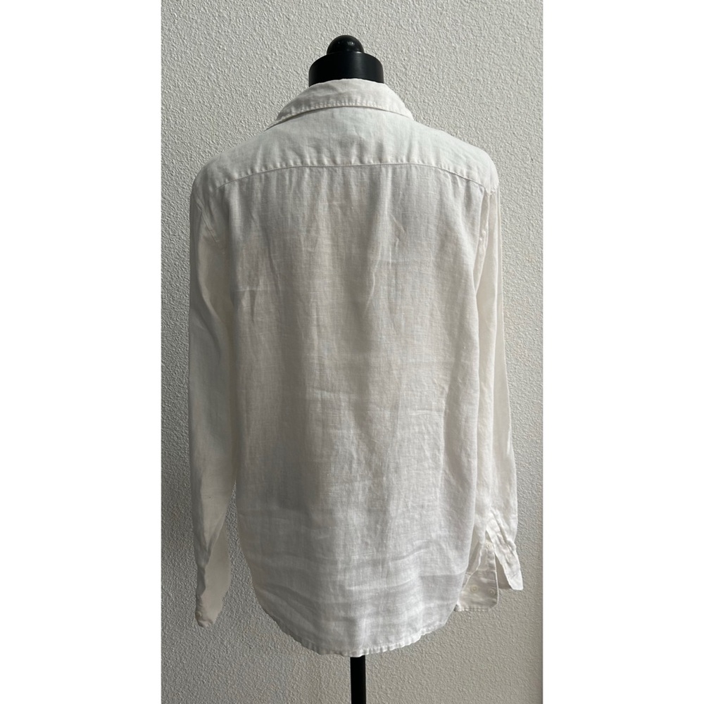 Bruno Men’s White Linen Long Sleeve Tunic Shirt Medium Embroidered Beach Summer - Picture 2 of 4